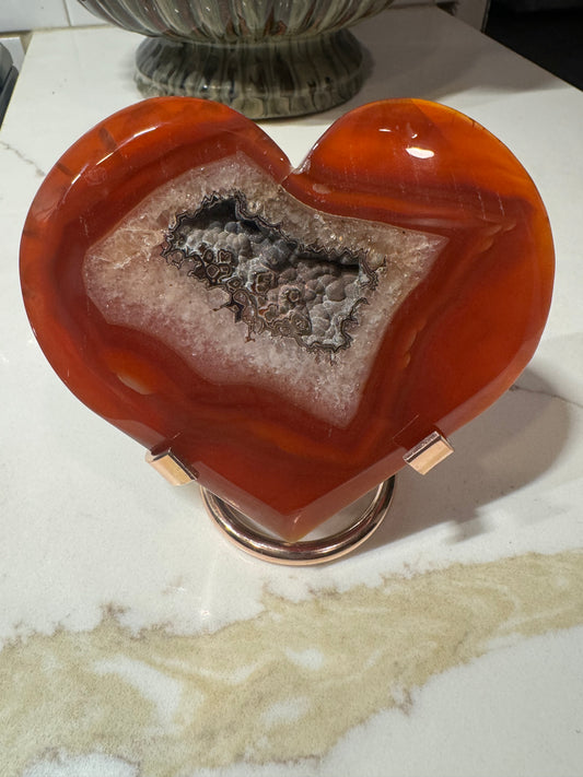 Carnelian Druzy Heart